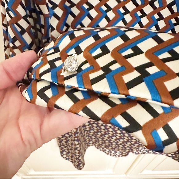 Zara Women’s Geometric Print Tie Neck Button Back Blouse Long Sleeve Office Date - Picture 4 of 9